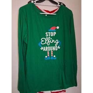 Unbranded Christmas Pajamas Unisex Size 2 XL Green Top Red/ White Bottoms